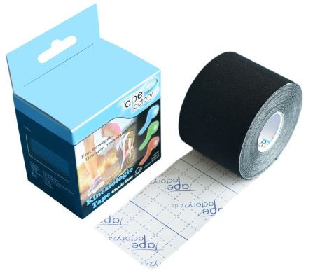 Tapefactory24 Classic Line Kinesiologie Tape 5cm x 5m schwarz